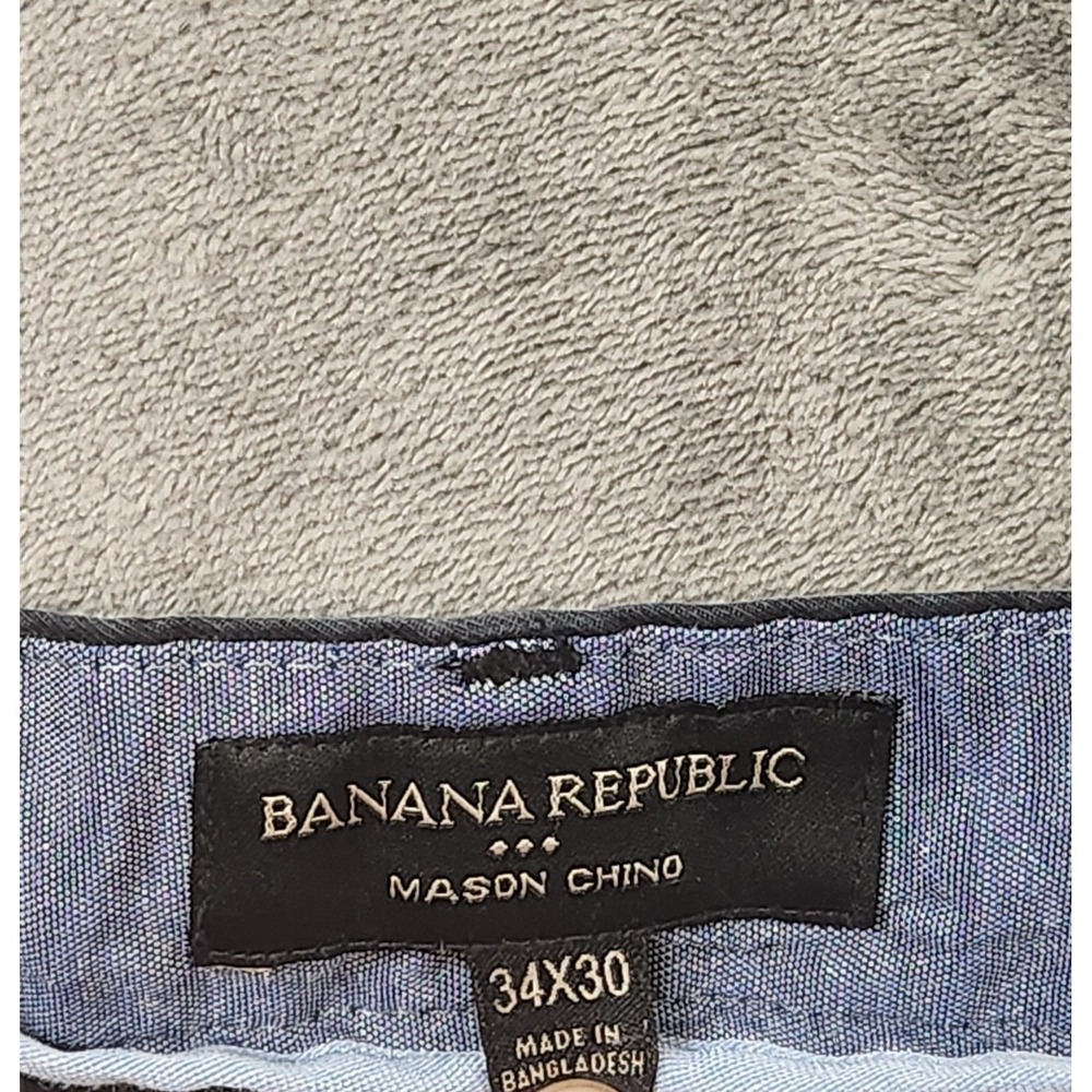 Banana Republic Chino Mens 34x30 Black Mason Tapered Slim Stretch Preppy - Picture 6 of 9